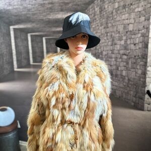 Jacques Saint Laurent Womens Multicolor Fur Long Sleeve Overcoat Size Small